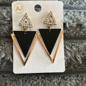 Black and Gold Geometric Earrings